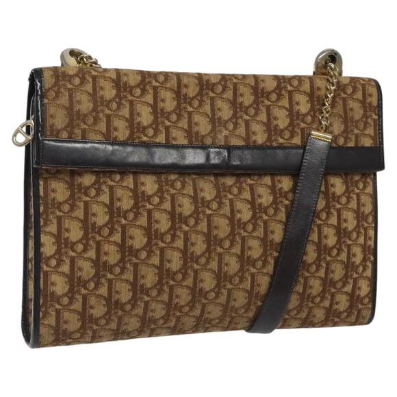 DIOR Trotter Canvas Shoulder Bag Brown Gold - Picture 1 of 12